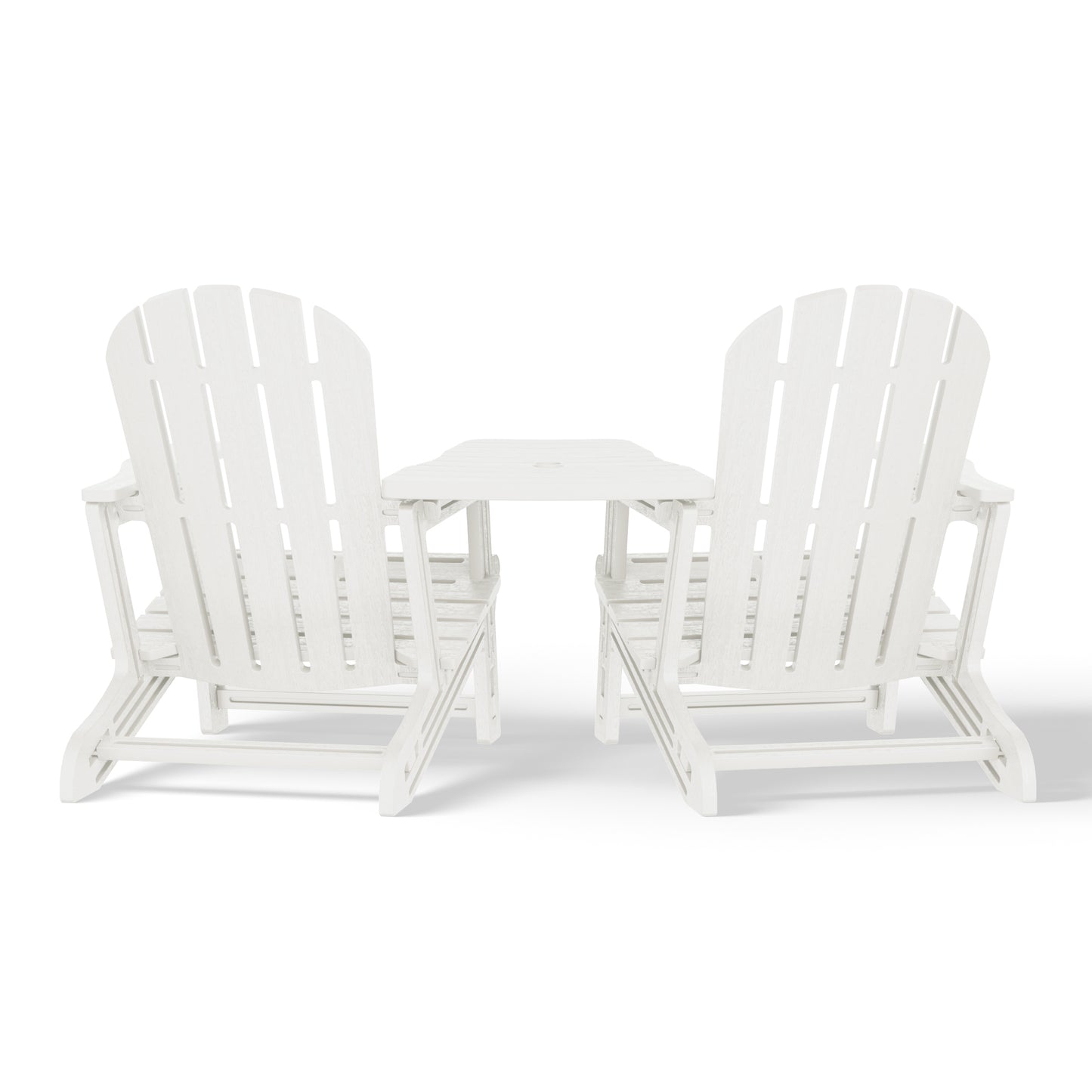 Set of Snap'n Lock Adirondack Chairs with Connecting Wedge Table (No Tools or Hardware)
