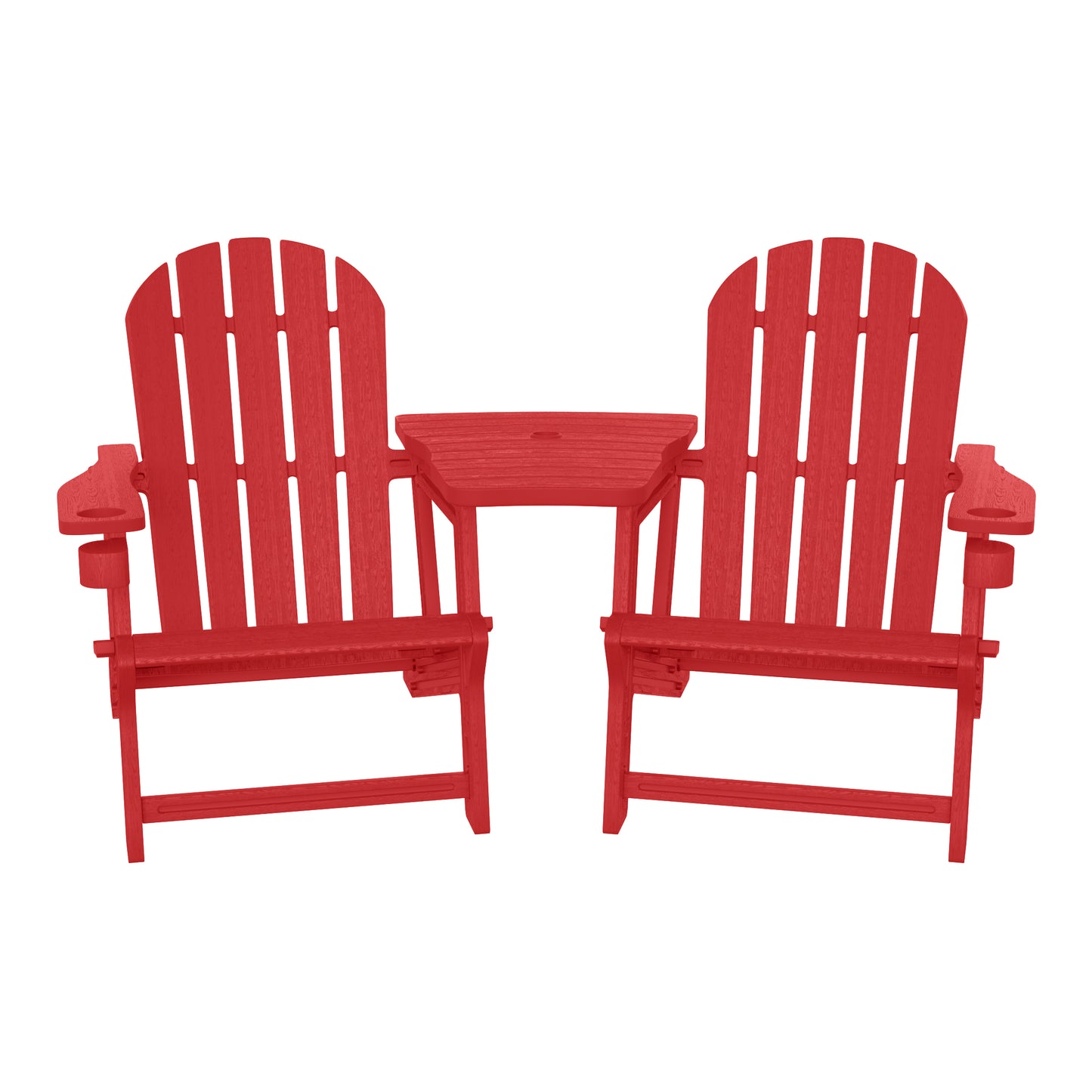 Set of Snap'n Lock Adirondack Chairs with Connecting Wedge Table (No Tools or Hardware)