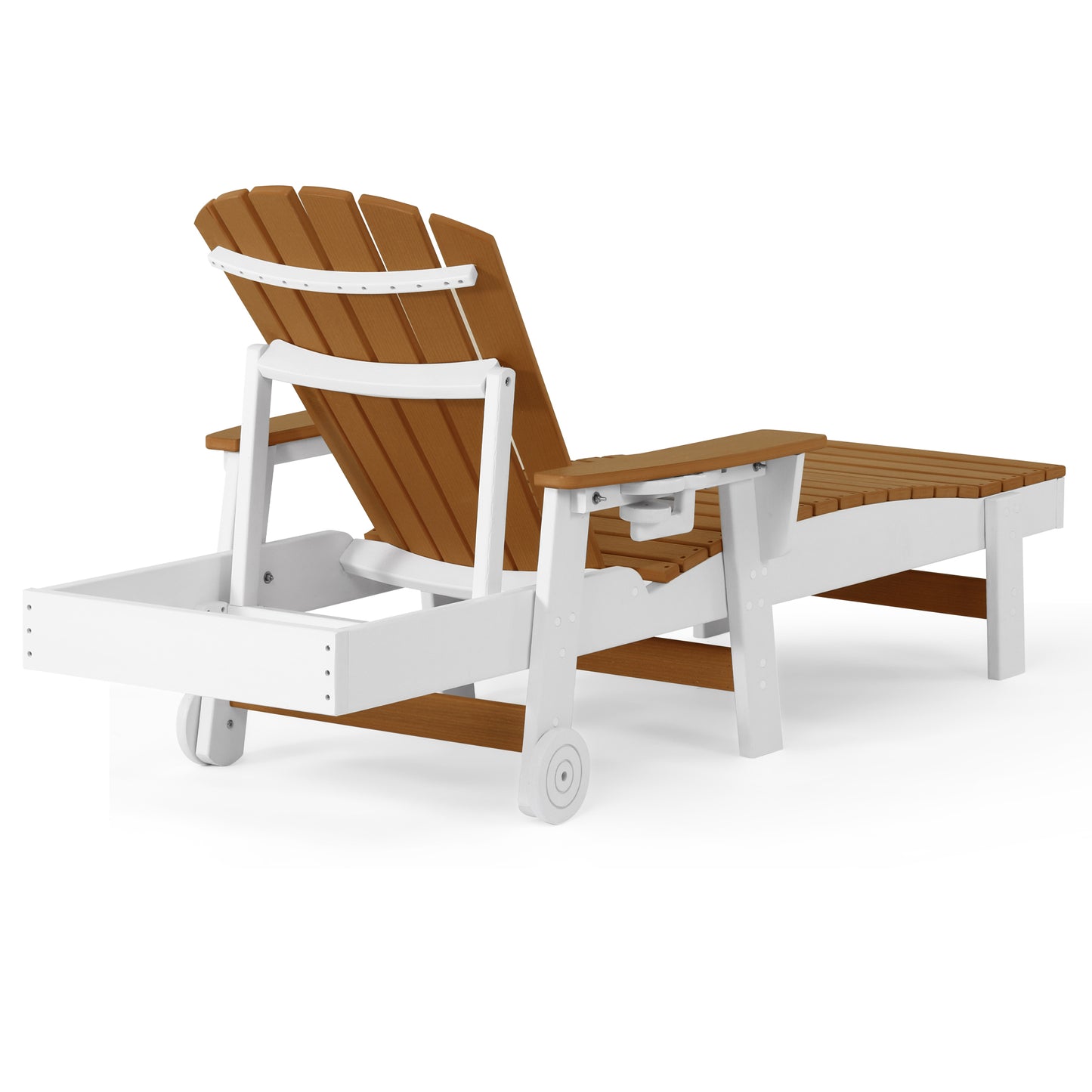 Heritage Ridge Adirondack Chaise Lounge with Arms and Wheels With Cup Holder