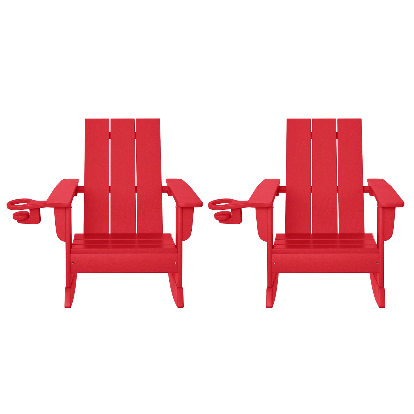 Tiny Terraces Kids Modern Adirondack Rocking Chair with Cup Holder (Set of 2)