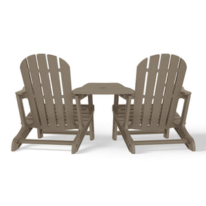 Set of Snap'n Lock Adirondack Chairs with Connecting Wedge Table (No Tools or Hardware)