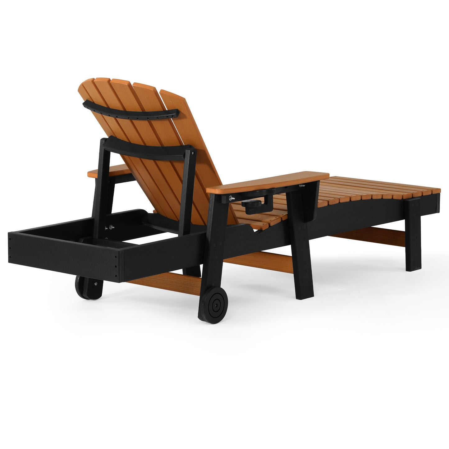 Heritage Ridge Adirondack Chaise Lounge with Arms and Wheels With Cup Holder