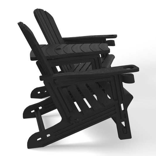 Set of Snap'n Lock Adirondack Chairs with Connecting Wedge Table (No Tools or Hardware)