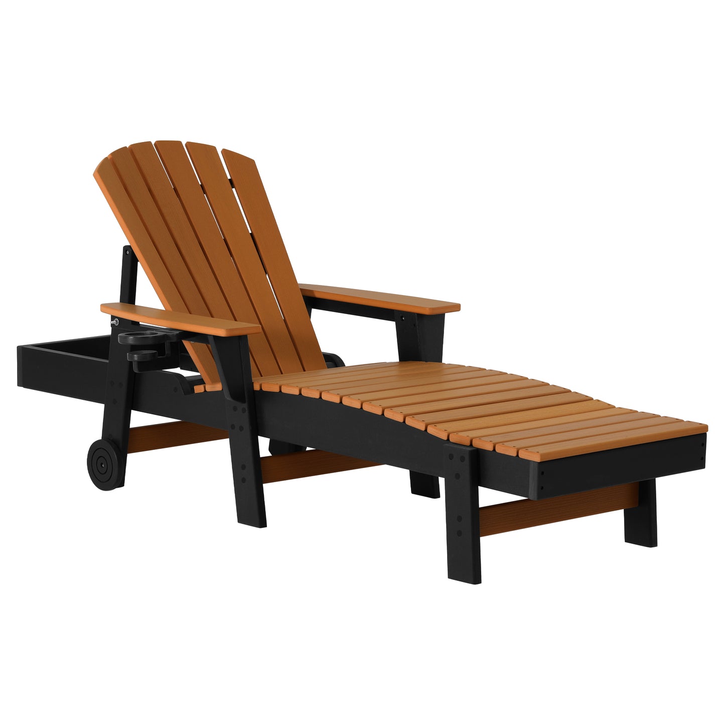 Heritage Ridge Adirondack Chaise Lounge with Arms and Wheels With Cup Holder