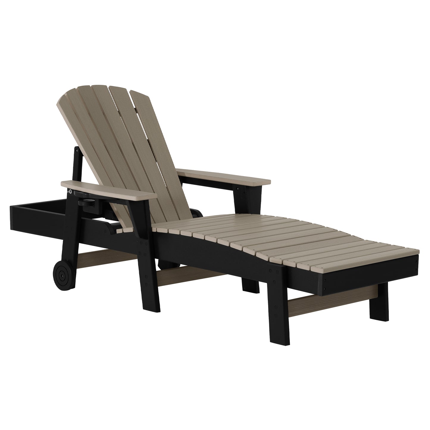 Heritage Ridge Adirondack Chaise Lounge with Arms and Wheels With Cup Holder