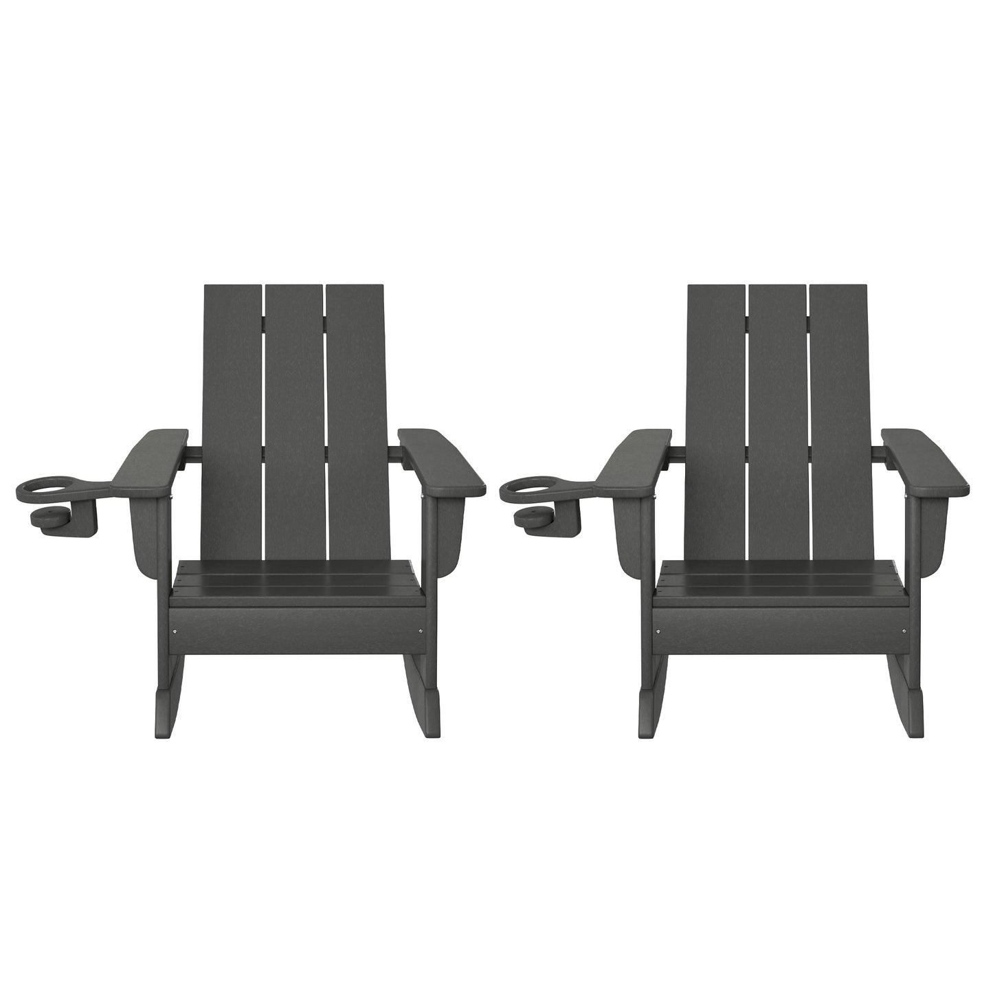 Tiny Terraces Kids Modern Adirondack Rocking Chair with Cup Holder (Set of 2)