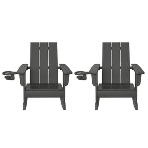 Tiny Terraces Kids Modern Adirondack Rocking Chair with Cup Holder (Set of 2)