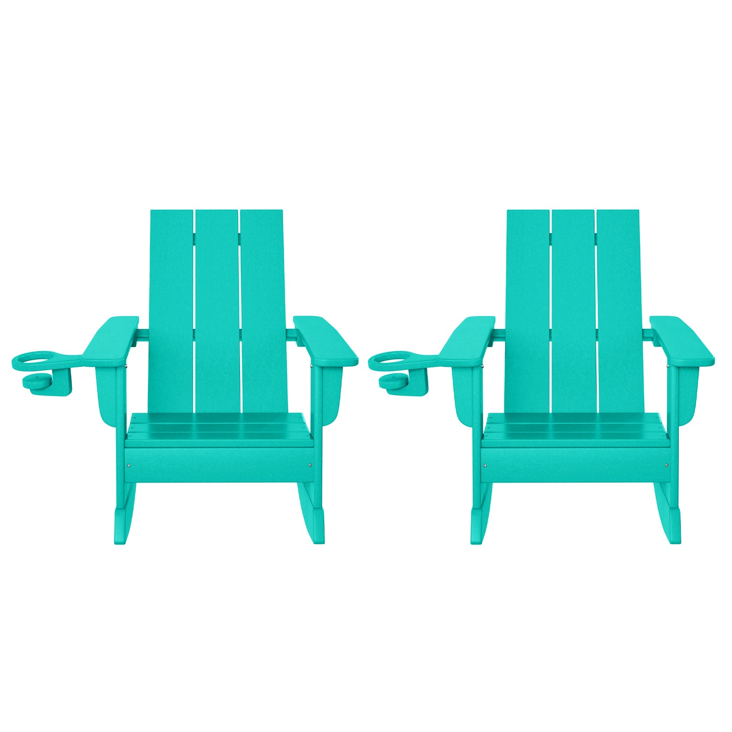 Tiny Terraces Kids Modern Adirondack Rocking Chair with Cup Holder (Set of 2)