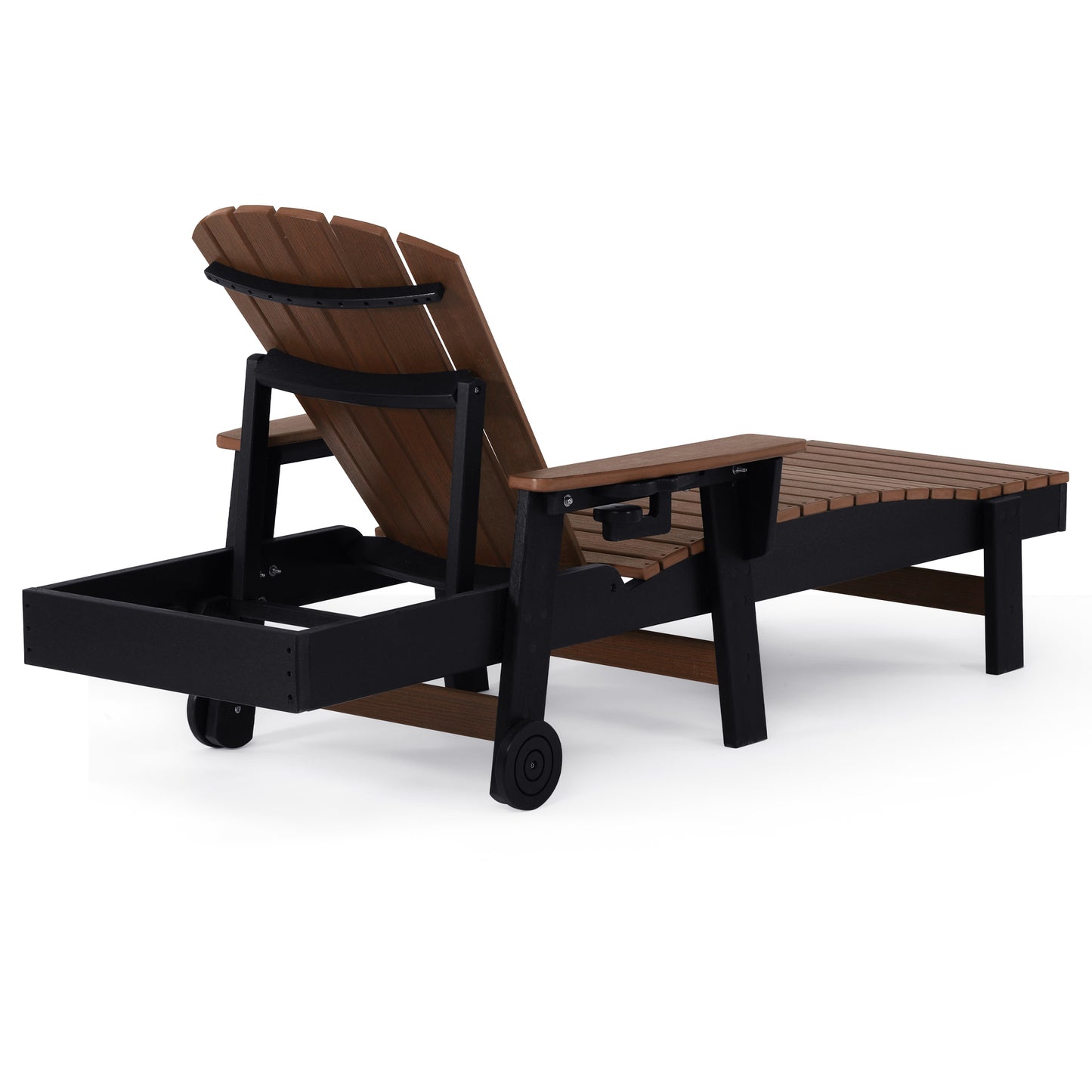 Heritage Ridge Adirondack Chaise Lounge with Arms and Wheels With Cup Holder