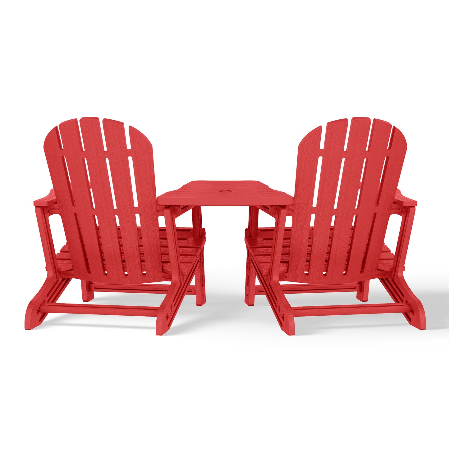 Set of Snap'n Lock Adirondack Chairs with Connecting Wedge Table (No Tools or Hardware)