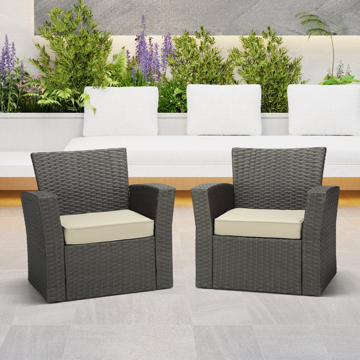 Outdoor Patio Furniture Seat Chair Square Cushions with Piping. Set of 2, 20" x 19"