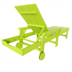 Malibu Modern All-Weather Outdoor Reclining Sun Lounger With Arm Rests & Wheels