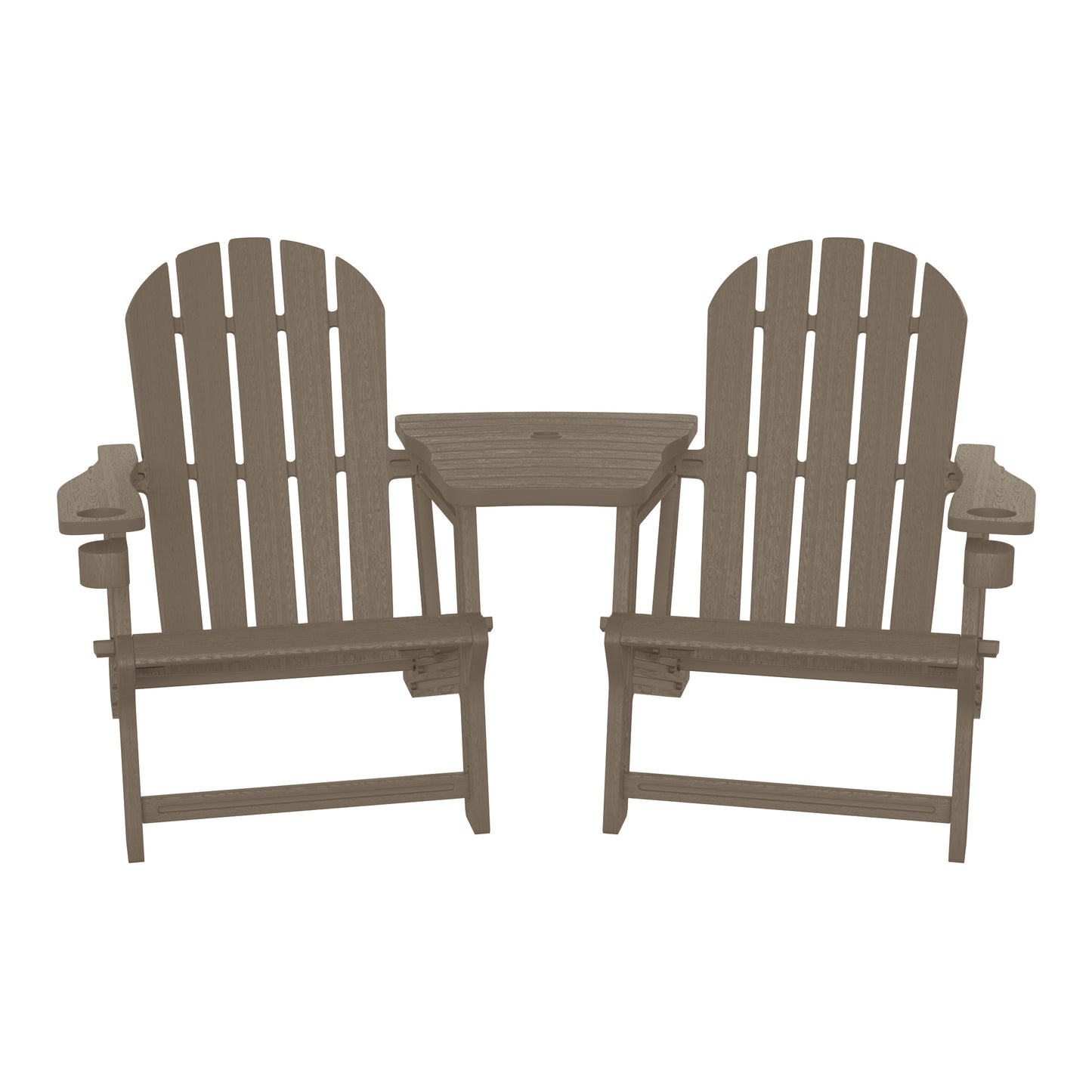 Set of Snap'n Lock Adirondack Chairs with Connecting Wedge Table (No Tools or Hardware)
