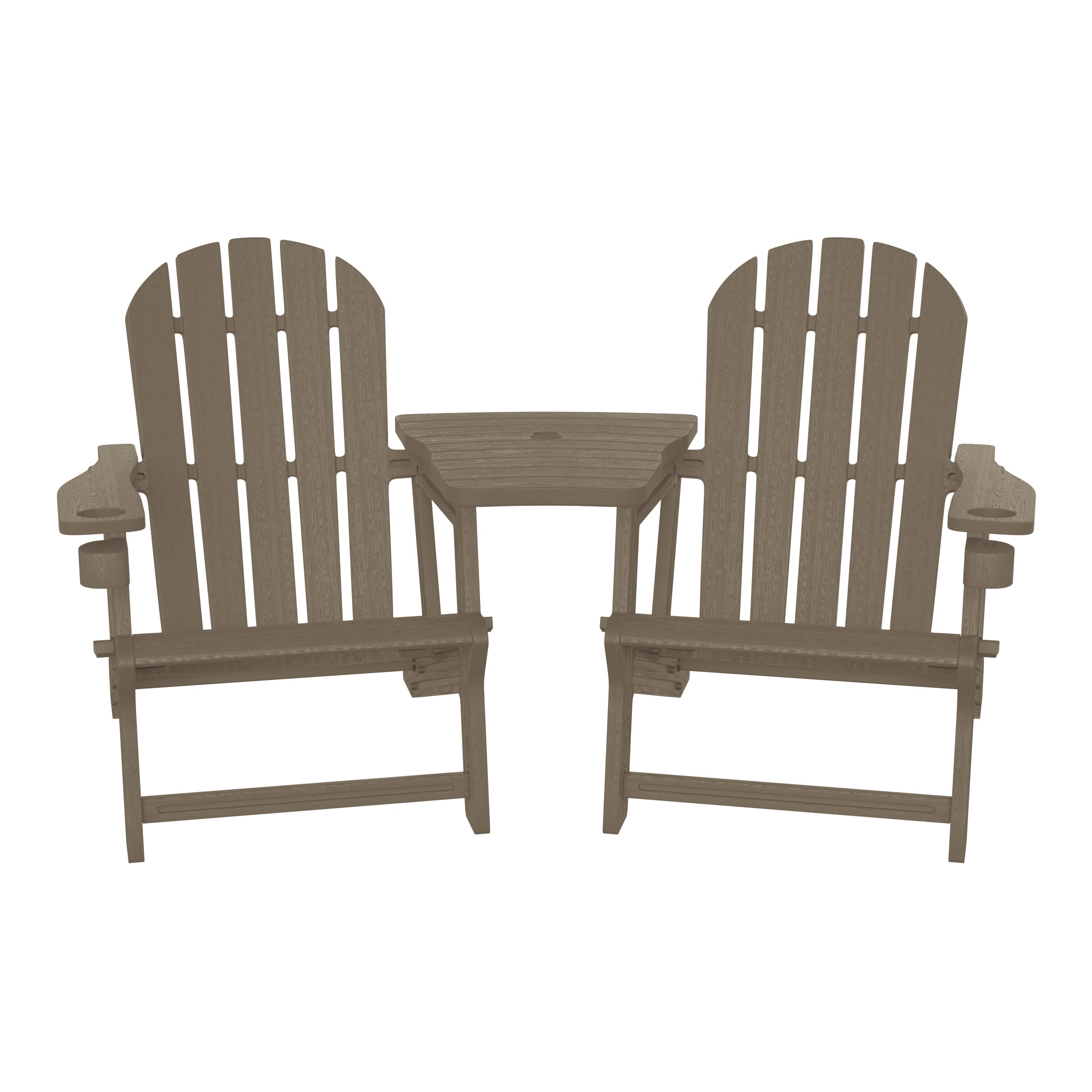 Set of Snap'n Lock Adirondack Chairs with Connecting Wedge Table (No Tools or Hardware)