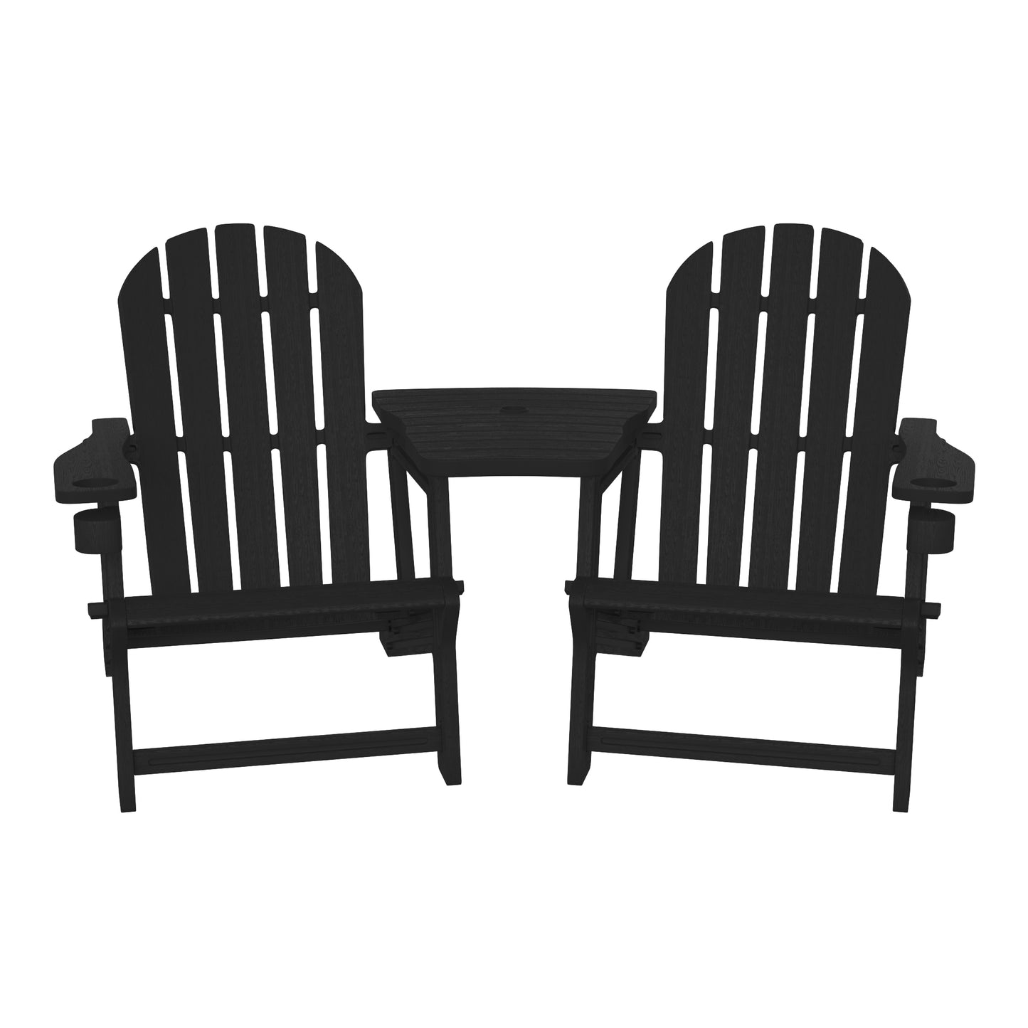 Set of Snap'n Lock Adirondack Chairs with Connecting Wedge Table (No Tools or Hardware)