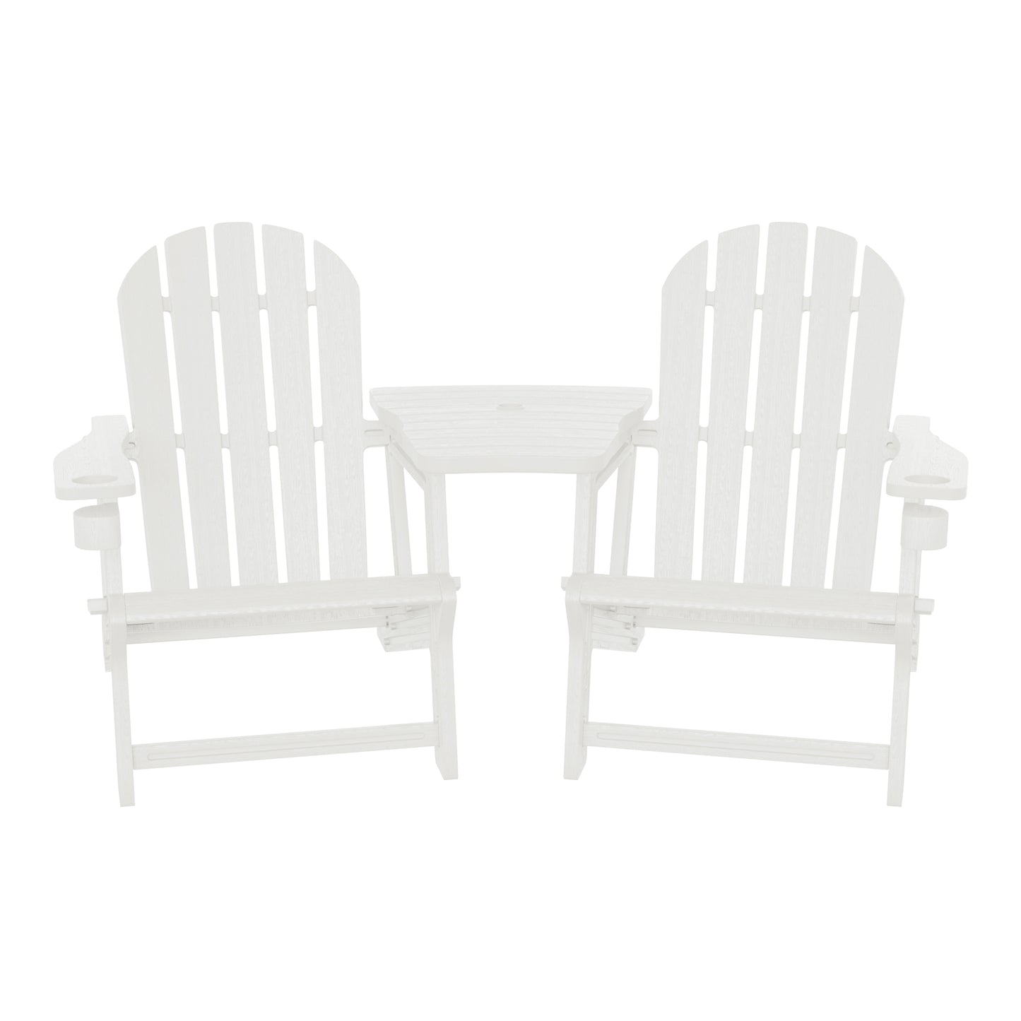 Set of Snap'n Lock Adirondack Chairs with Connecting Wedge Table (No Tools or Hardware)