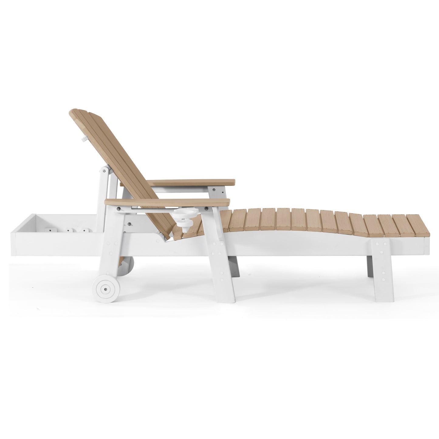 Heritage Ridge Adirondack Chaise Lounge with Arms and Wheels With Cup Holder