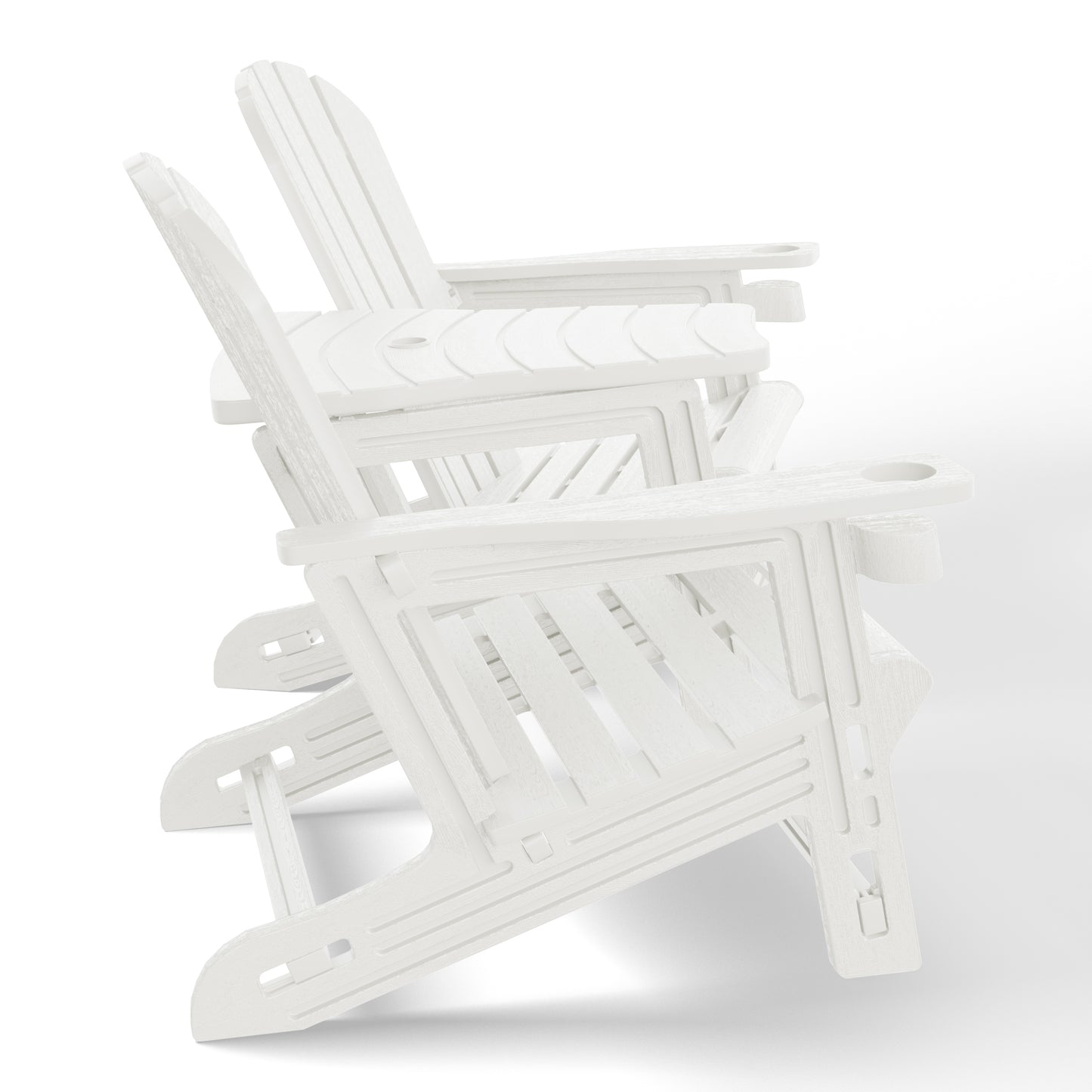 Set of Snap'n Lock Adirondack Chairs with Connecting Wedge Table (No Tools or Hardware)