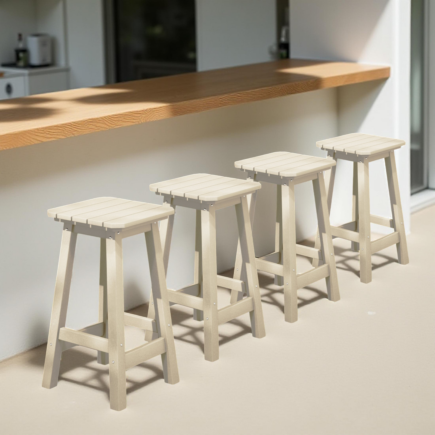 POLYTRENDS™ Stockholm  All-Weather Outdoor Square Counter Stool (24" Seat Height)