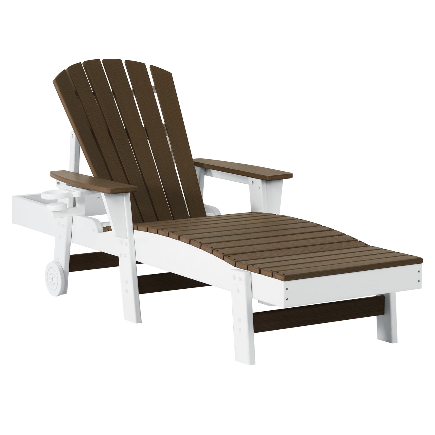 Heritage Ridge Adirondack Chaise Lounge with Arms and Wheels With Cup Holder
