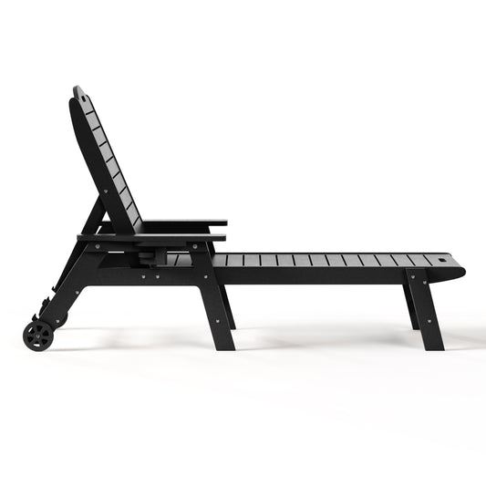 Santa Barbara Reclining Chaise Lounge with Cup Holder and Wheels