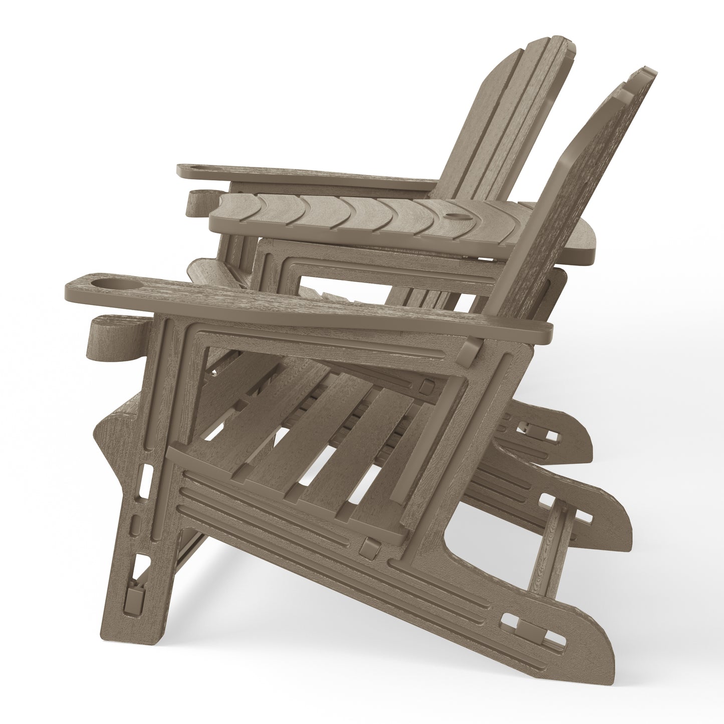 Set of Snap'n Lock Adirondack Chairs with Connecting Wedge Table (No Tools or Hardware)