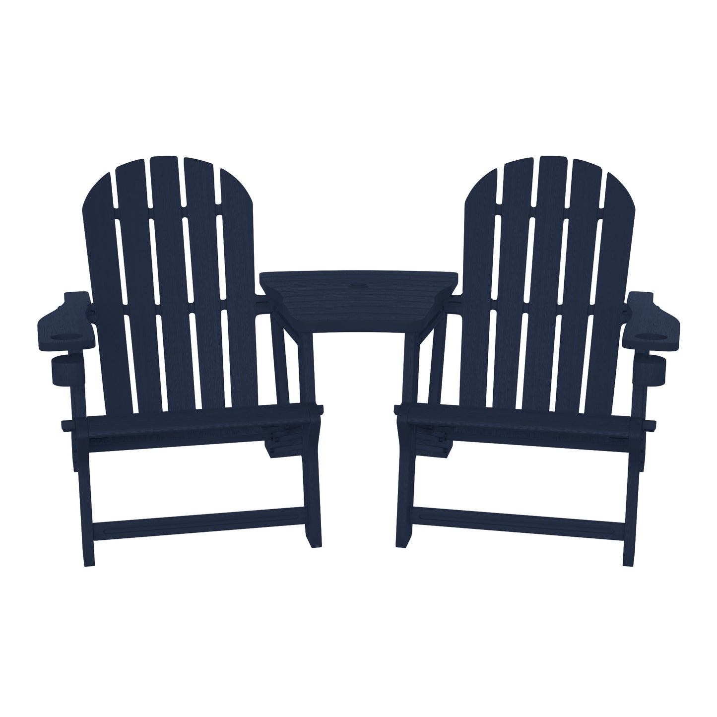 Set of Snap'n Lock Adirondack Chairs with Connecting Wedge Table (No Tools or Hardware)