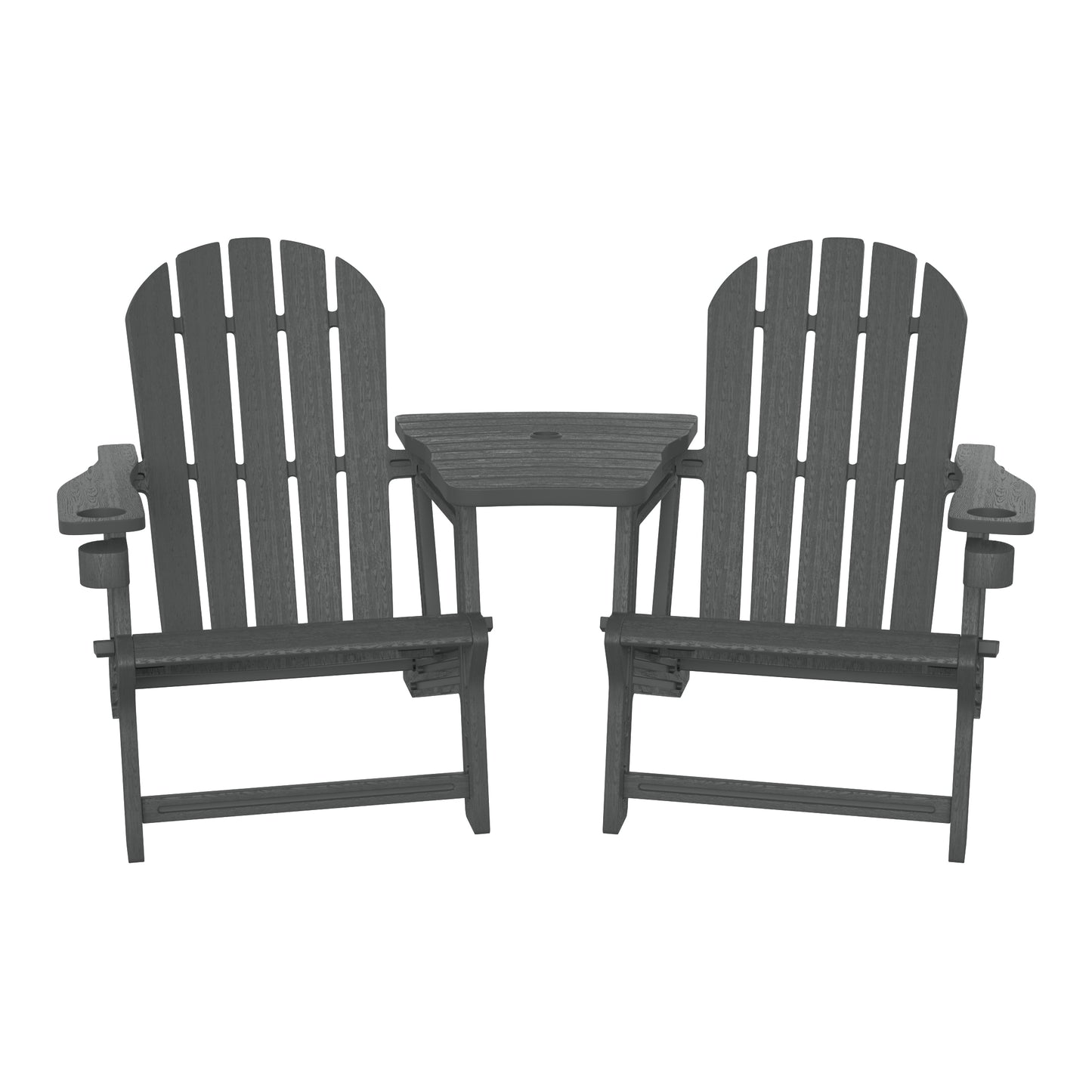 Set of Snap'n Lock Adirondack Chairs with Connecting Wedge Table (No Tools or Hardware)