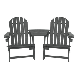 Set of Snap'n Lock Adirondack Chairs with Connecting Wedge Table (No Tools or Hardware)
