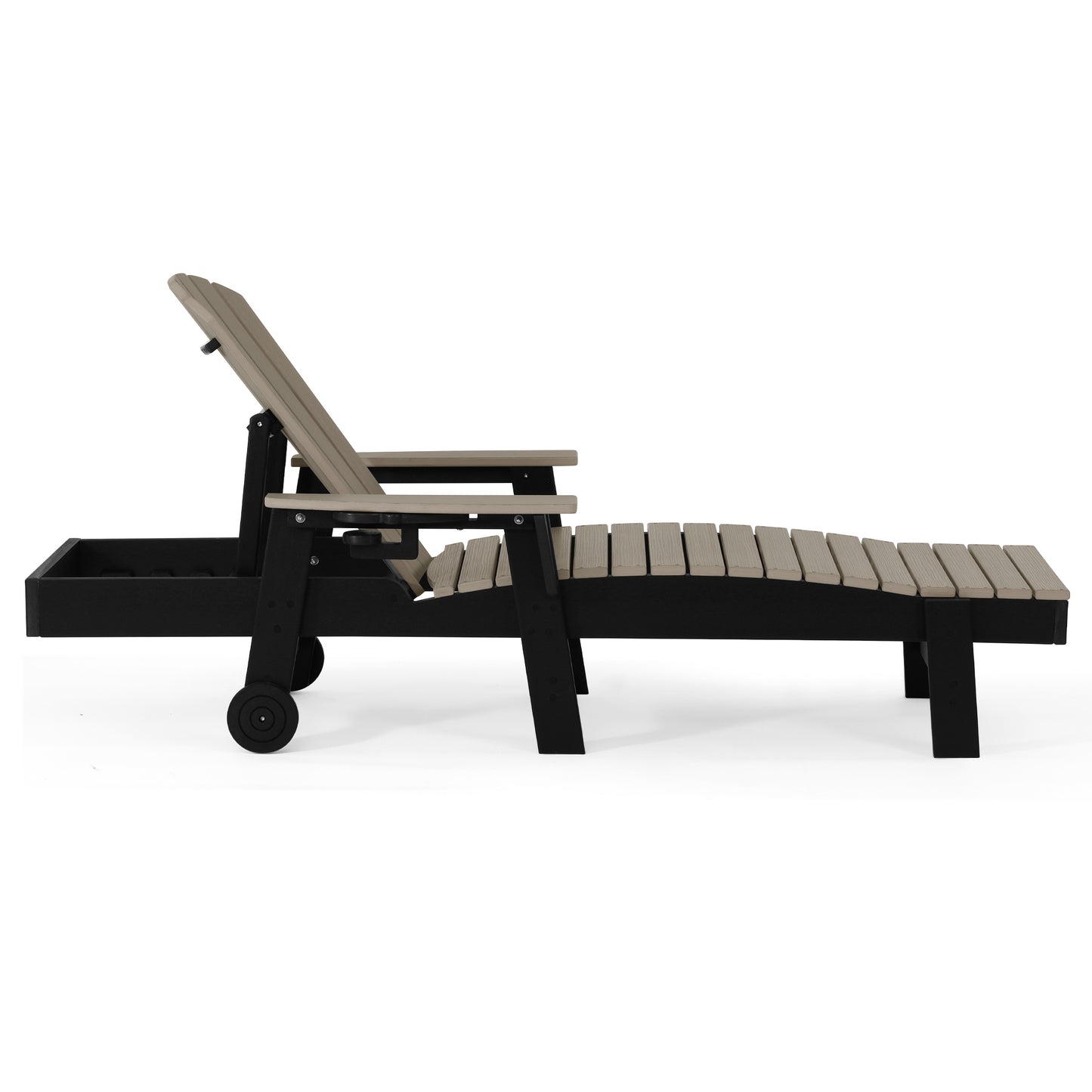 Heritage Ridge Adirondack Chaise Lounge with Arms and Wheels With Cup Holder