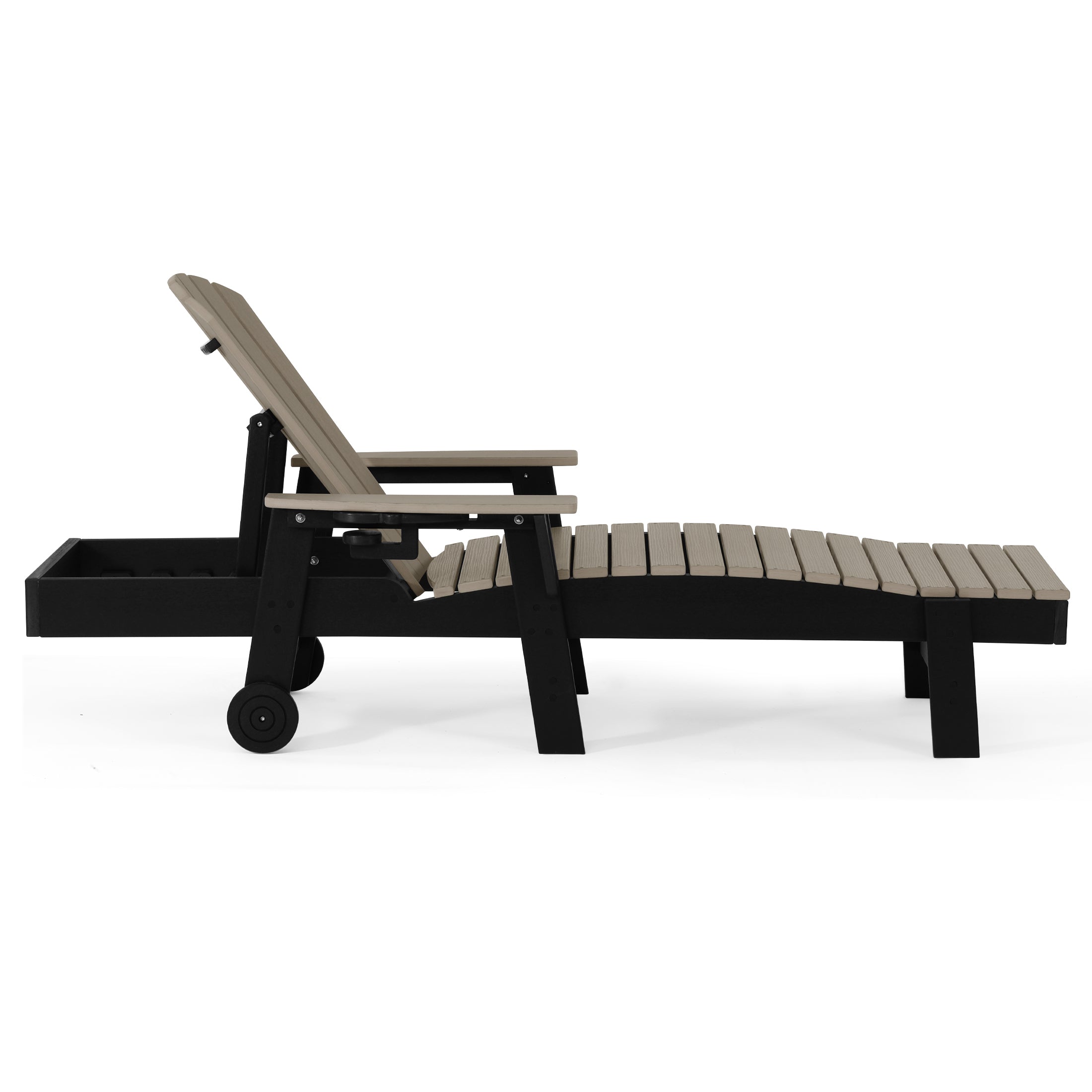Heritage Ridge Adirondack Chaise Lounge with Arms and Wheels With Cup Holder