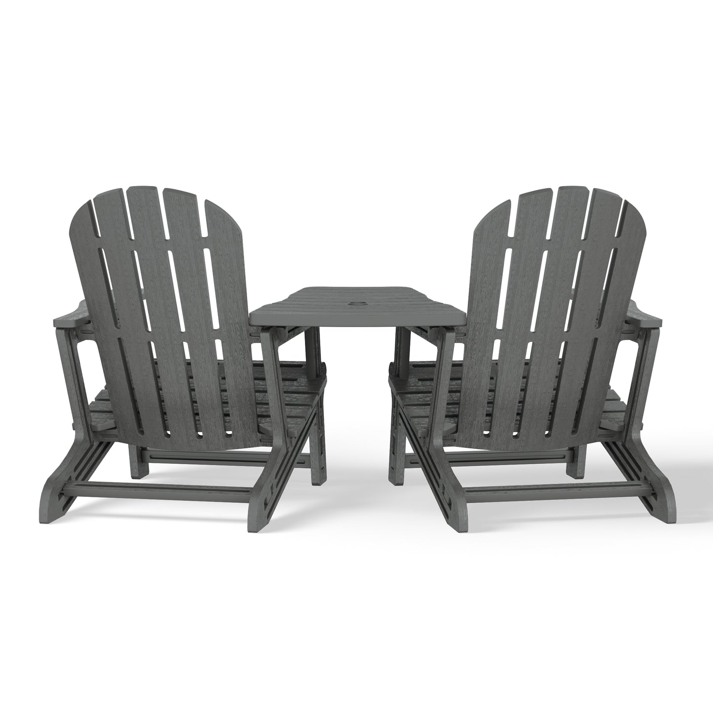 Set of Snap'n Lock Adirondack Chairs with Connecting Wedge Table (No Tools or Hardware)