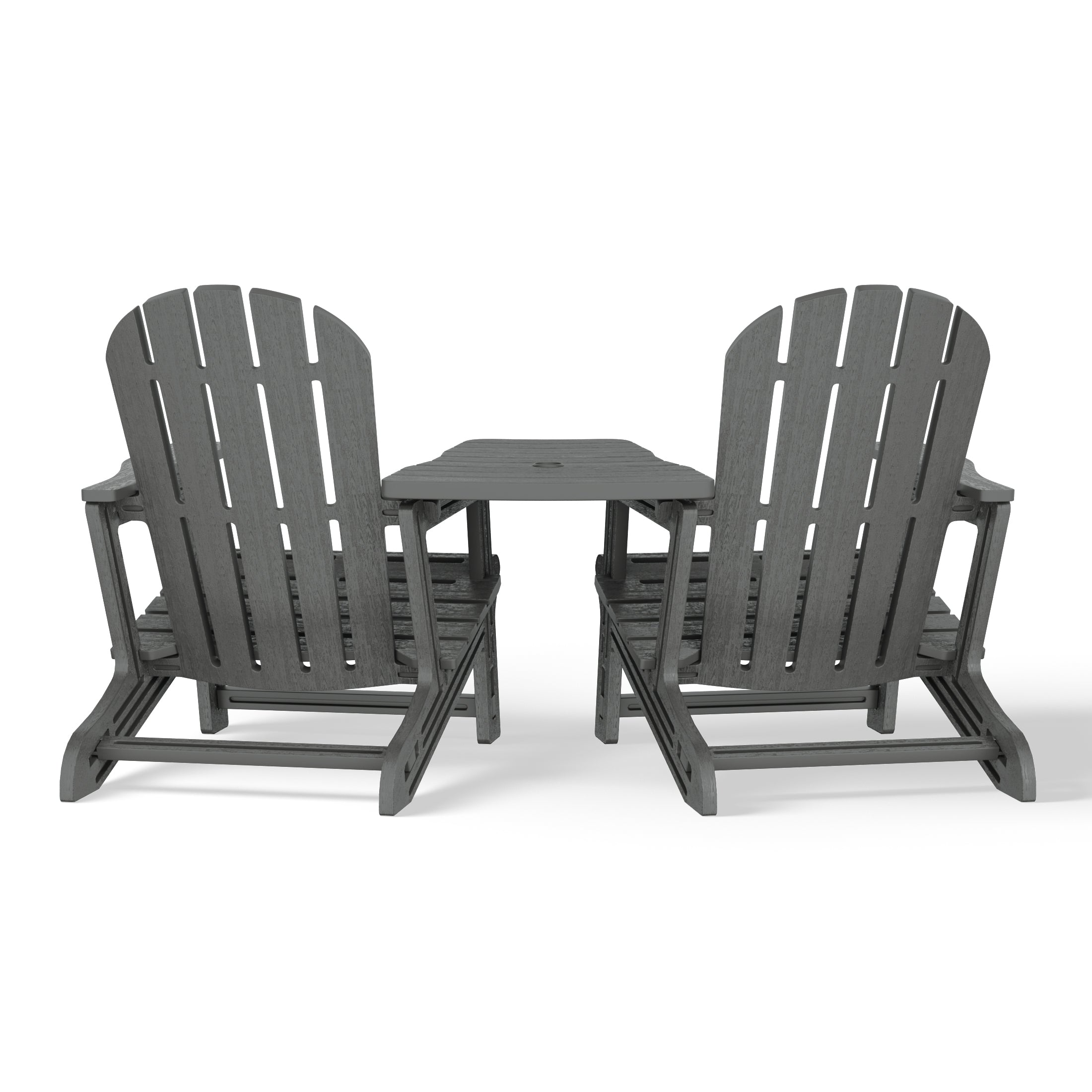 Set of Snap'n Lock Adirondack Chairs with Connecting Wedge Table (No Tools or Hardware)