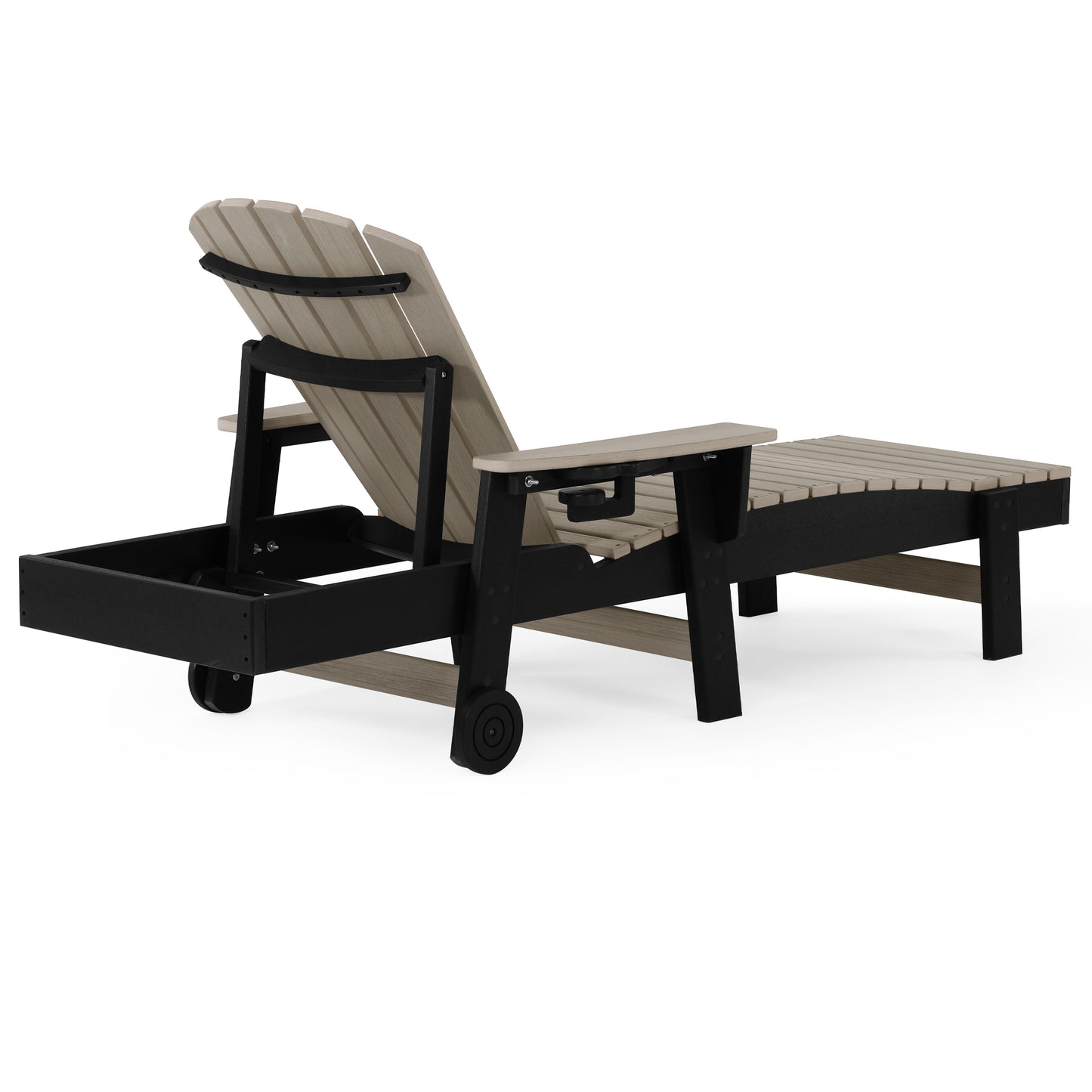 Heritage Ridge Adirondack Chaise Lounge with Arms and Wheels With Cup Holder