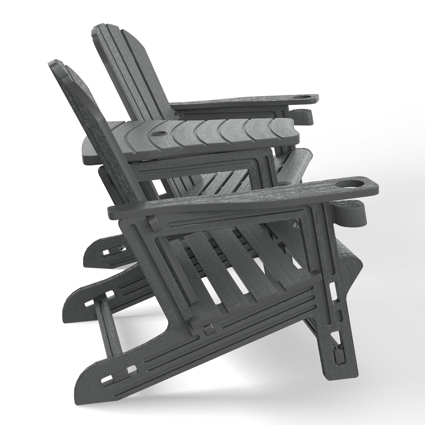 Set of Snap'n Lock Adirondack Chairs with Connecting Wedge Table (No Tools or Hardware)