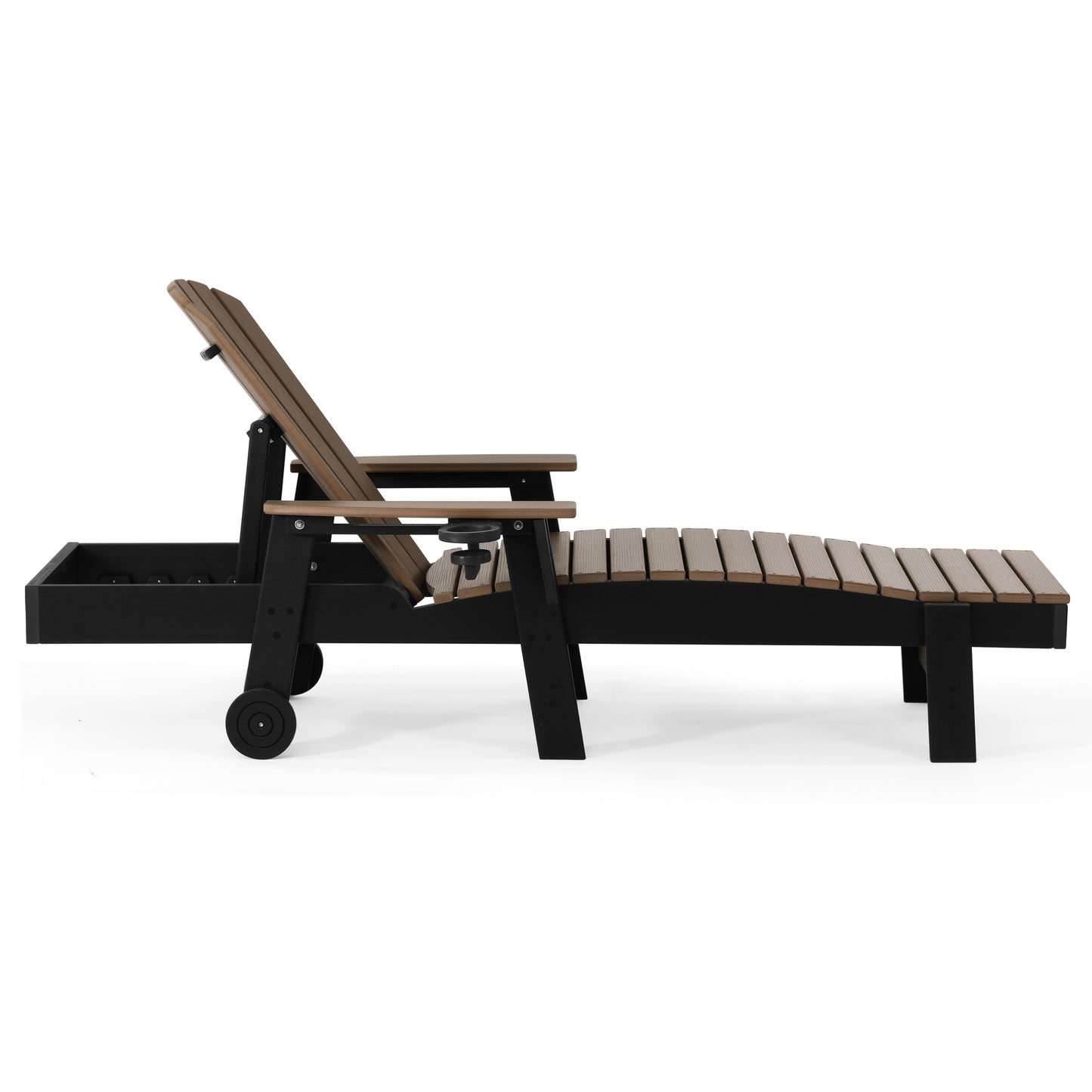 Heritage Ridge Adirondack Chaise Lounge with Arms and Wheels With Cup Holder
