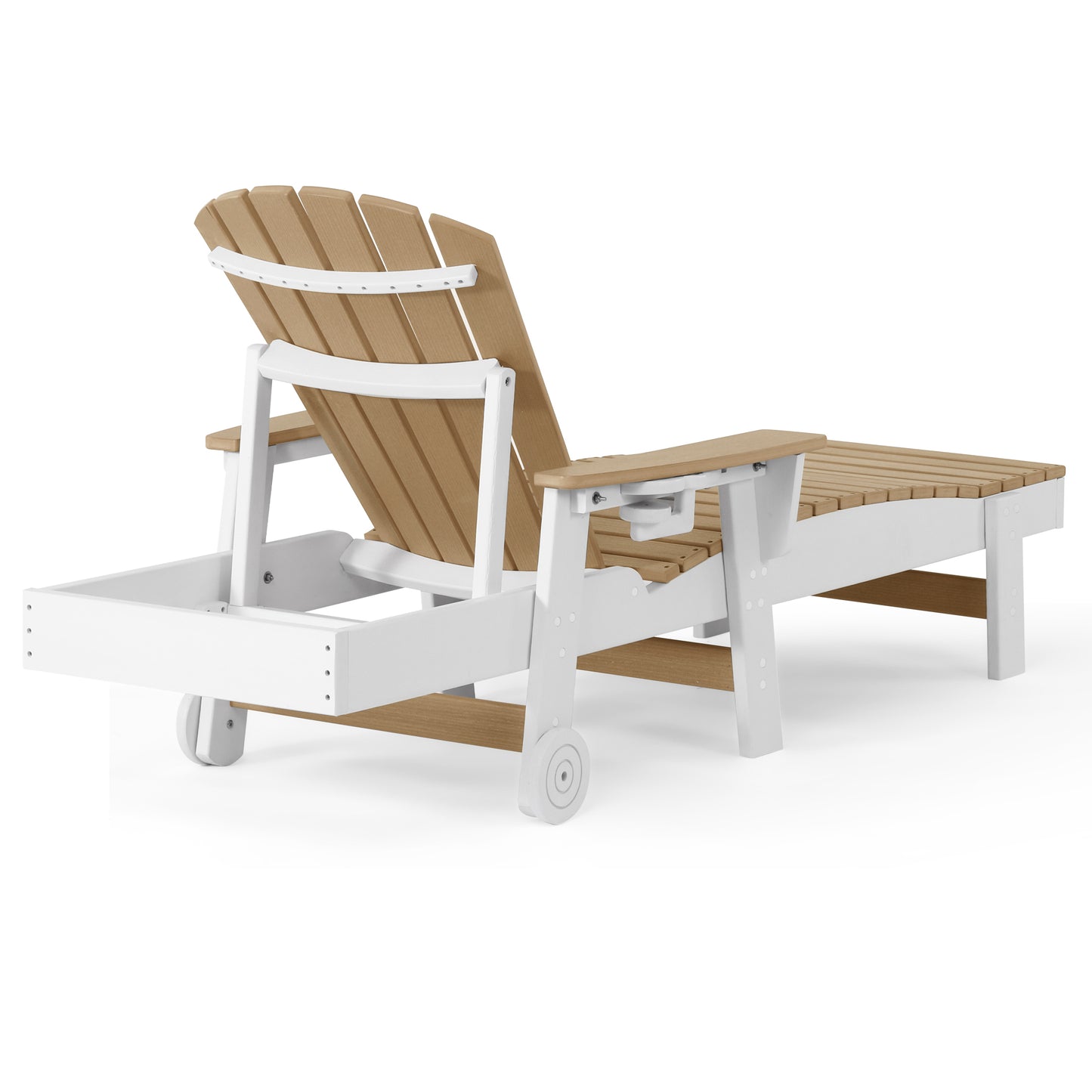 Heritage Ridge Adirondack Chaise Lounge with Arms and Wheels With Cup Holder