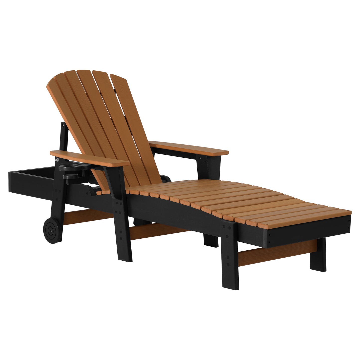 Heritage Ridge Adirondack Chaise Lounge with Arms and Wheels With Cup Holder