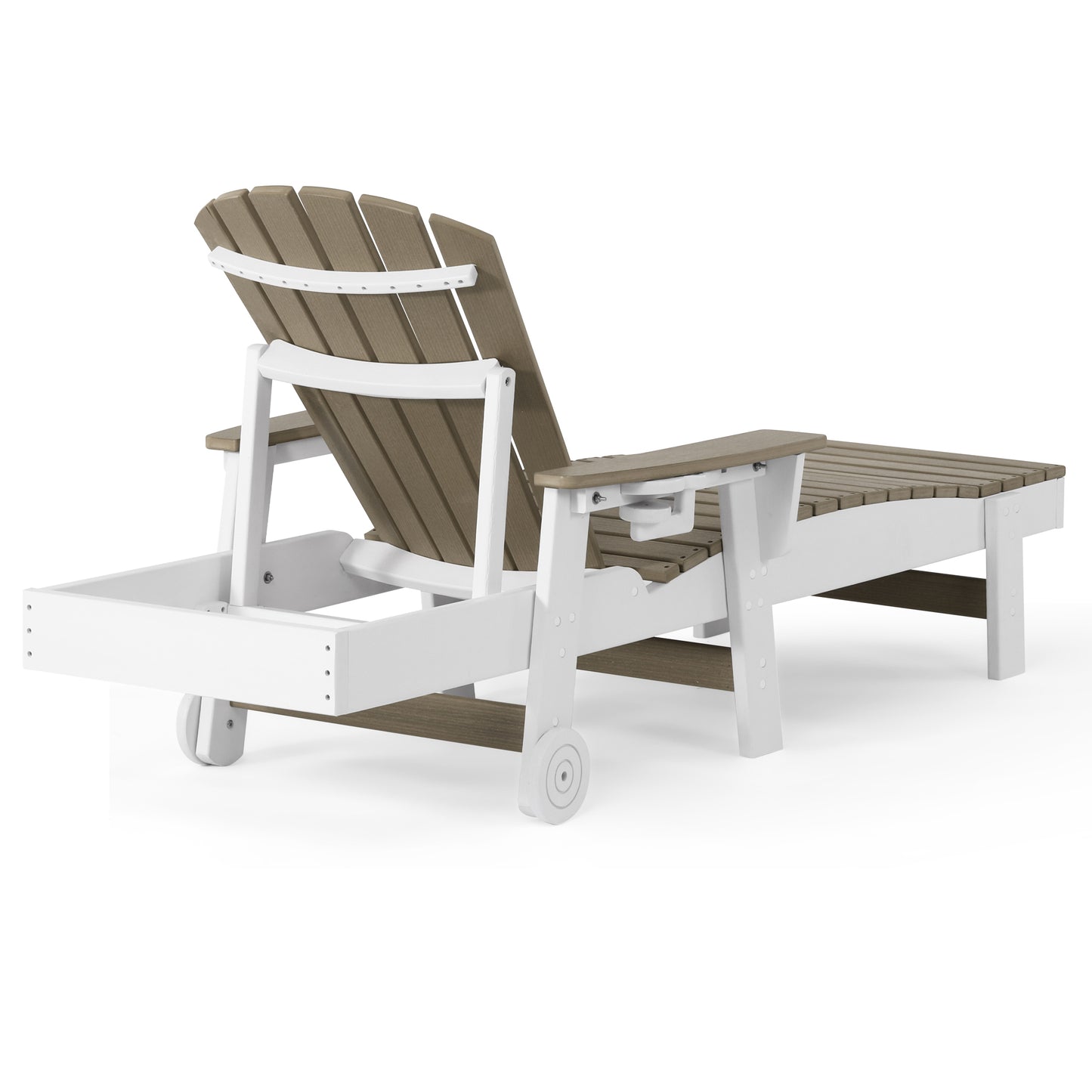 Heritage Ridge Adirondack Chaise Lounge with Arms and Wheels With Cup Holder