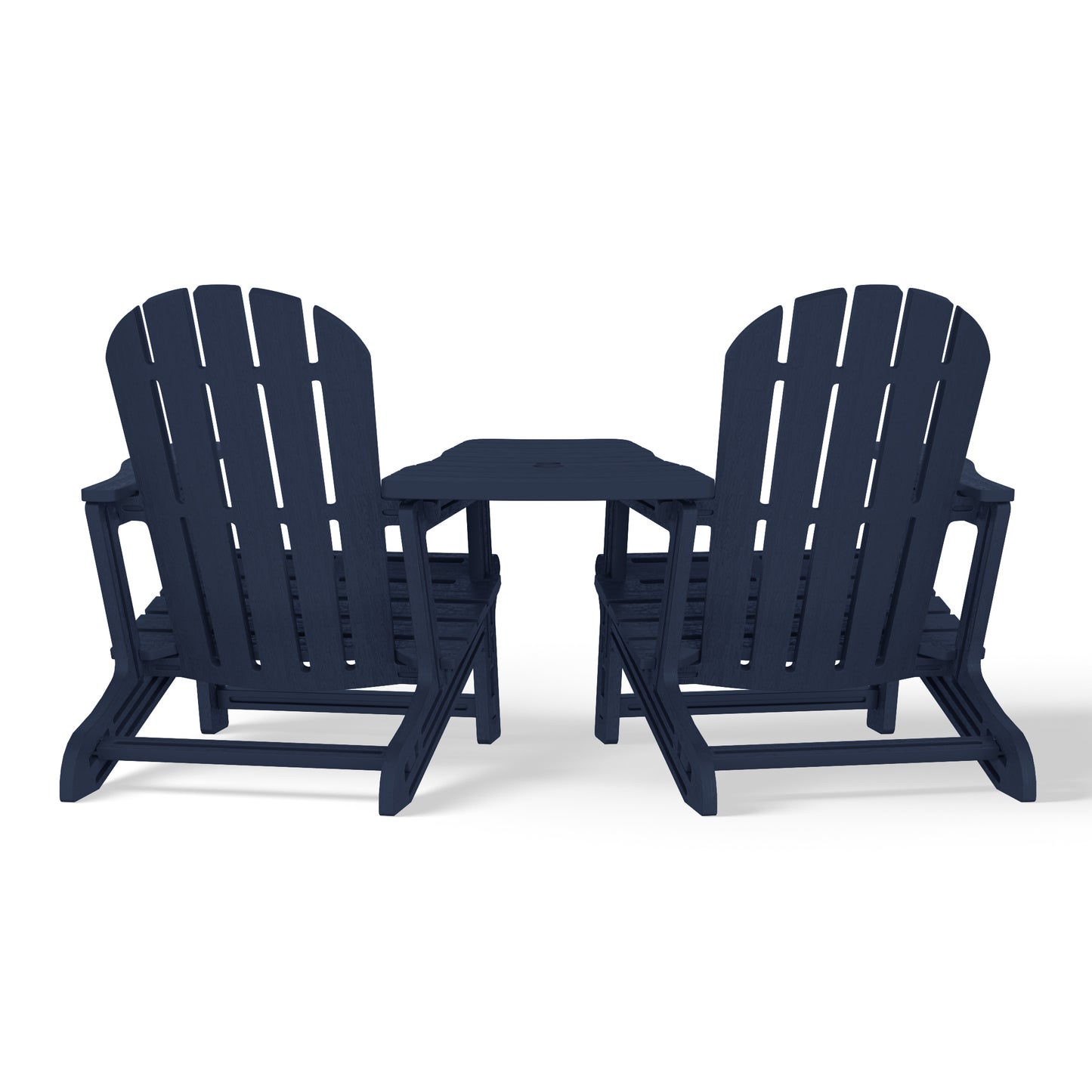 Set of Snap'n Lock Adirondack Chairs with Connecting Wedge Table (No Tools or Hardware)